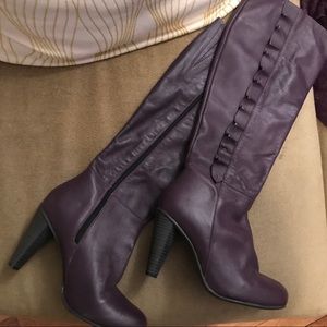 Purple Leather heeled Boots Size 7.5